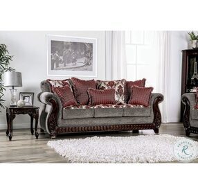 Whitland Light Gray And Red Living Room Set