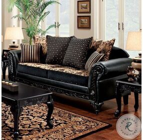 Theodora Tan And Black Living Room Set