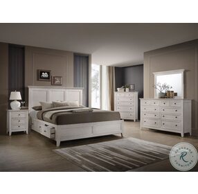 San Mateo Rustic White Queen Dual Storage Bed