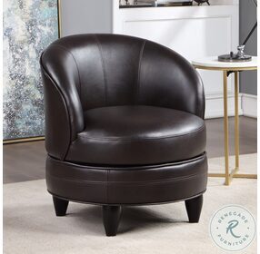 Sophia Brown Leatherette Swivel Accent Chair