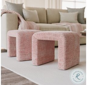 Sophia Pink Petite Upholstered Bench Set of 2