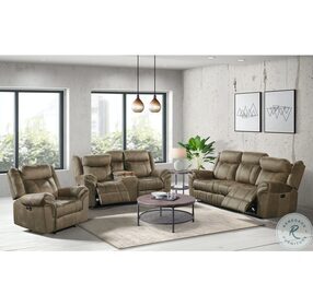 Tasso Sorrento Brown Reclining Sofa with Drop Down Table