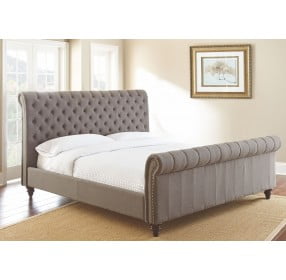 Swanson Gray Upholstered King Sleigh Bed