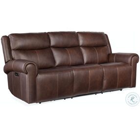 Oberon Brown Leather Zero Gravity Power Reclining Living Room Set with Power Headrest