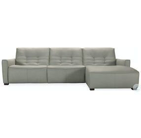 Reaux Rangers Dove Gray Leather 3 Piece Power Reclining RAF Chaise Sectional