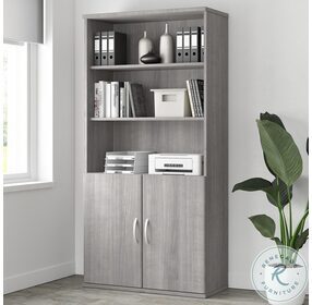 Studio A Platinum Gray Tall 5 Shelf Bookcase with Doors