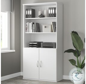 Studio A White Tall 5 Shelf Bookcase with Doors
