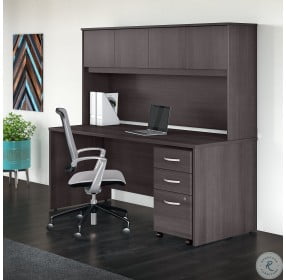 Studio C Storm Gray 72" Office Desk with Hutch and Mobile File Cabinet