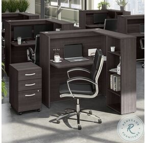 Studio C Storm Gray 48" Cubicle Desk with Shelves and Mobile File Cabinet