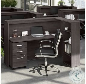 Studio C Storm Gray 72" Cubicle Desk with Shelves and Mobile File Cabinet