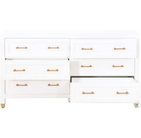 Stella Matte White 6 Drawer Double Dresser