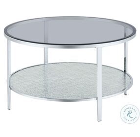 Frostine Chrome And Smoked Tempered Glass Round Occasional Table Set