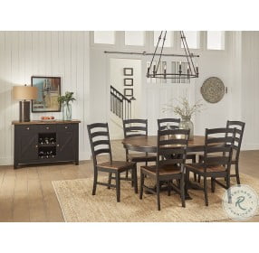 Stormy Ridge Chickory Black 63" Extendable Oval Dining Table
