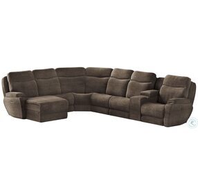 Show Stopper Brindle Reclining Small LAF Sectional with Power Headrest and Wireless Power Storage Console