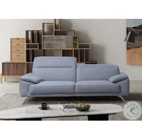 Swing Maya Light Blue Leather Living Room Set with Adjustable Headrest