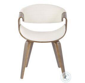 Symphony Light Grey Wood And White Faux Leather Accent Dining Chair