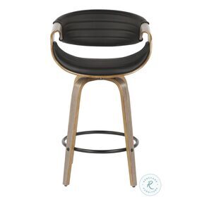Symphony Light Grey Wood And Black Faux Leather Swivel Counter Height Stool Set Of 2