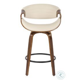 Symphony Walnut And Cream Faux Leather Swivel Counter Height Stool Set Of 2