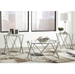 Madanere Chrome Occasional Table Set of 3
