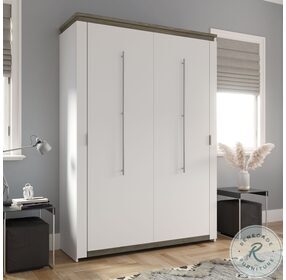Orion White And Walnut Grey 57" Full Murphy Bed