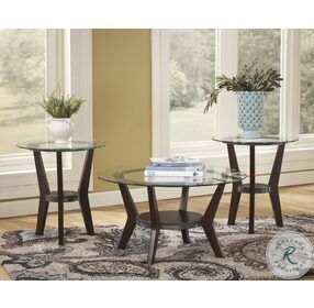 Fantell Dark Brown 3 Piece Occasional Table Set