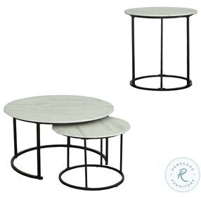 Domini Alabaster And Black Round Nesting Table Set