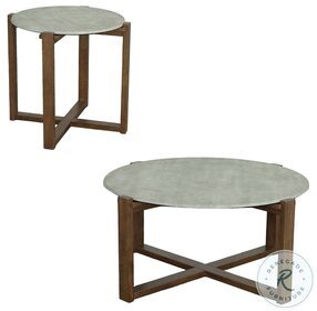 Rizzy Industrial Gray And Chestnut Round End Table