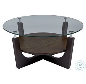 Four Points Espresso Round Glass Top Occasional Table Set