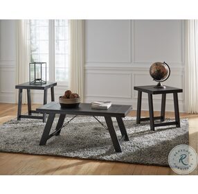Noorbrook Black And Pewter 3 Piece Occasional Table Set