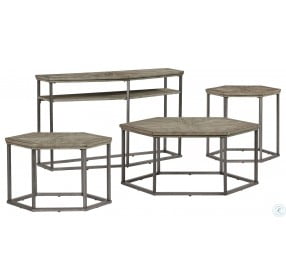 Adison Cove Distressed Ash Blonde Hexagon Bunching Cocktail Table