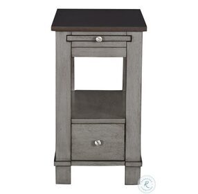 T400-09 Walnut And Gray Chairside Table