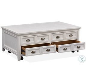 Heron Cove Chalk White Lift Top Storage Castered Cocktail Table