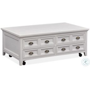 Heron Cove Chalk White Lift Top Storage Castered Occasional Table Set