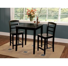 Dining Essentials Black 30" Square Counter Height Table with 36" Shaker Legs