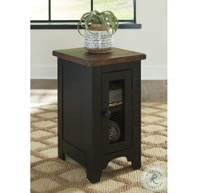 Valebeck Black and Brown Chair Side End Table