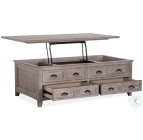 Paxton Place Dovetail Grey Lift Top Storage Castered Cocktail Table