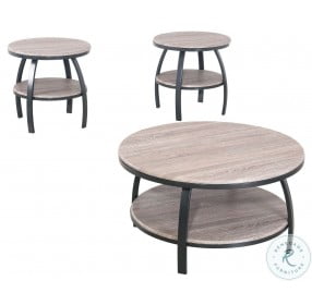 Curtis Barn Gray And Black 24" Round End Table