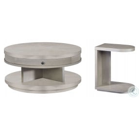 Augustine II Distressed Pearlized Gray Round Cocktail Table