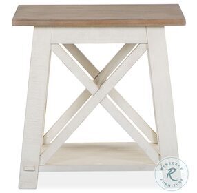Sedley Distressed Chalk White And Weathered Driftwood Rectangular End Table
