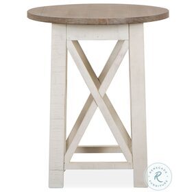 Sedley Distressed Chalk White And Weathered Driftwood Round End Table