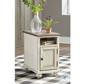 Realyn White And Brown Chairside End Table