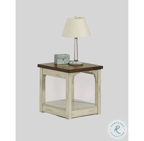 Wellington Place Distressed Oak And Antique White End Table