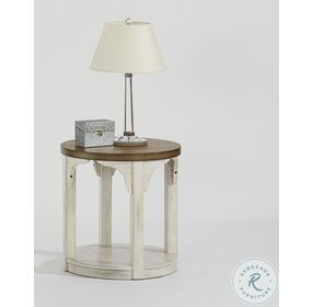 Wellington Place Distressed Oak And Antique White Round End Table
