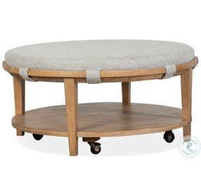 Lindon Coffee Bean And Gray Upholstered Round Occasional Table Set