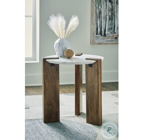 Isanti White And Brown End Table