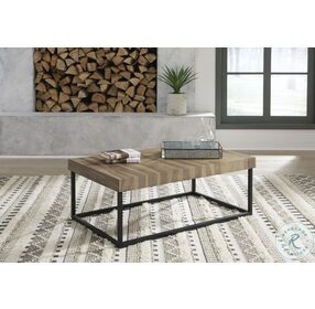 Bellwick Natural And Black Rectangular Cocktail Table
