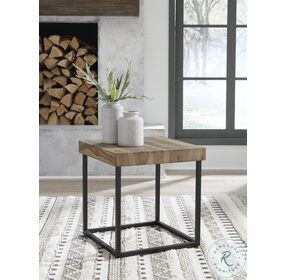 Bellwick Natural And Black Square End Table