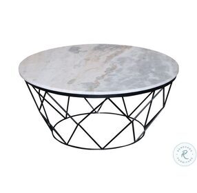 Outbound White Marble And Black Iron Occasional Table Set