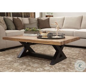 Wesling Light Brown And Black Rectangular Cocktail Table