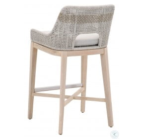 Woven Gray Tapestry Outdoor Bar Stool